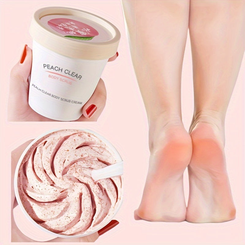 Revitalizing peach body scrub cream for clear, fresh skin