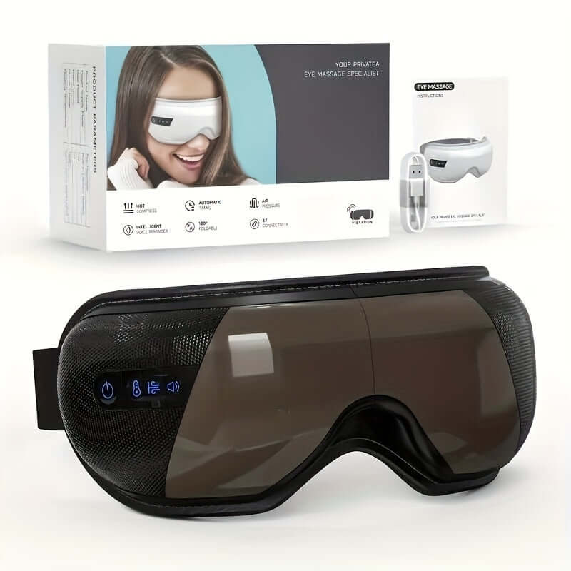 Heated eye massager for relieving tension and headaches