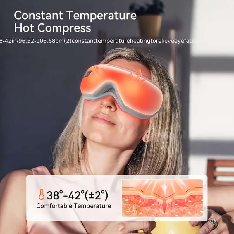 Smart heated eye massager for a refreshing experience