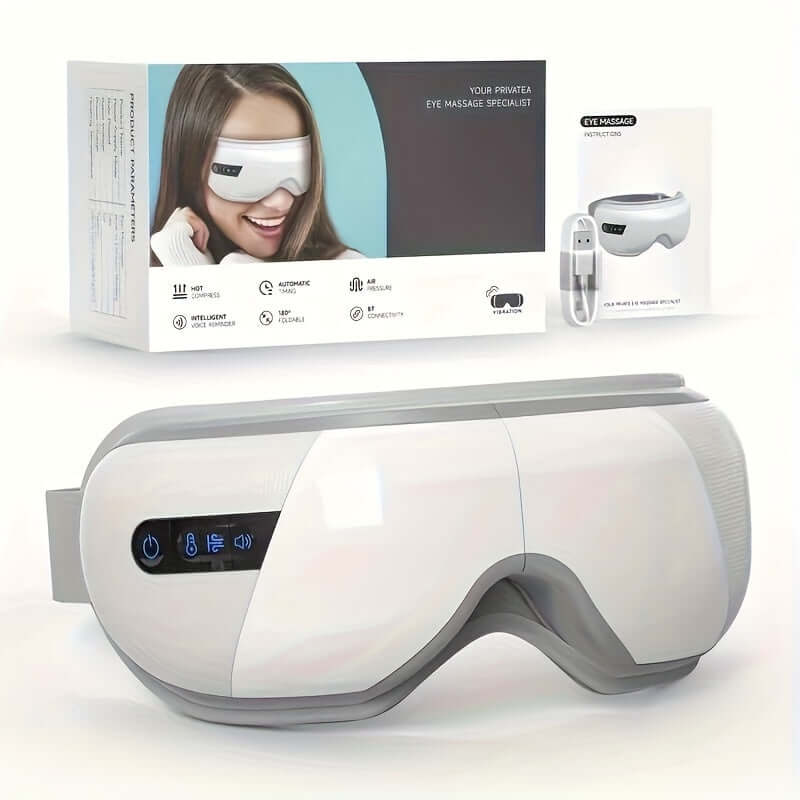 Smart eye massager with heat and vibration for tired eyes